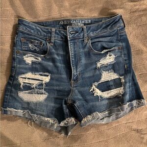American Eagle Outfitters Women's Ripped Blue Jean Shorts